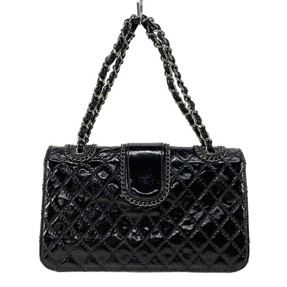 Auth CHANEL Luxury Line Black Patent Leather Handbag - Picture 2 of 16